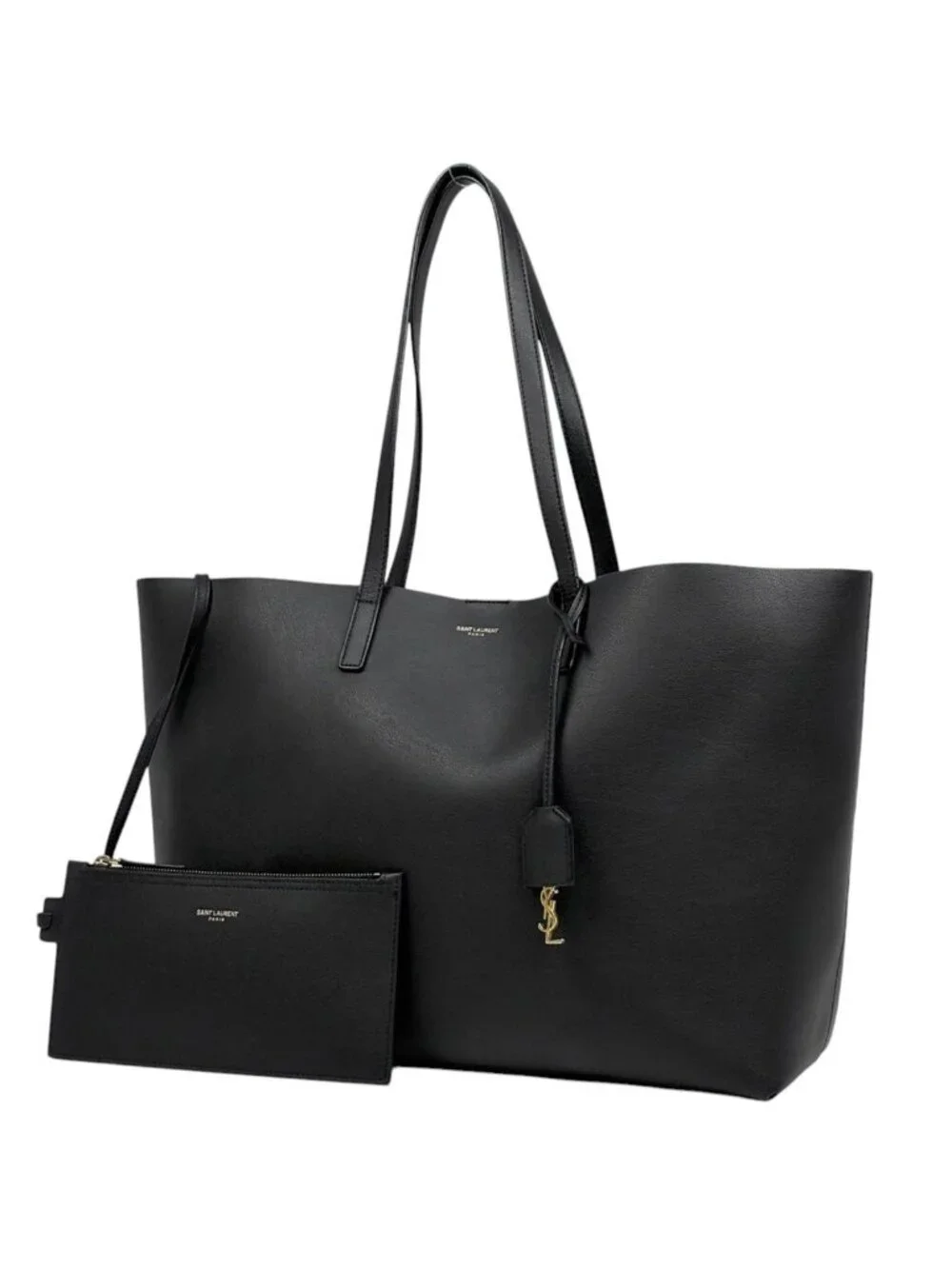 Saint Laurent Paris Shopping Tote Bag Leather Black